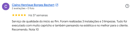 Avaliação de Claino Henrique Borges Bechert no Google